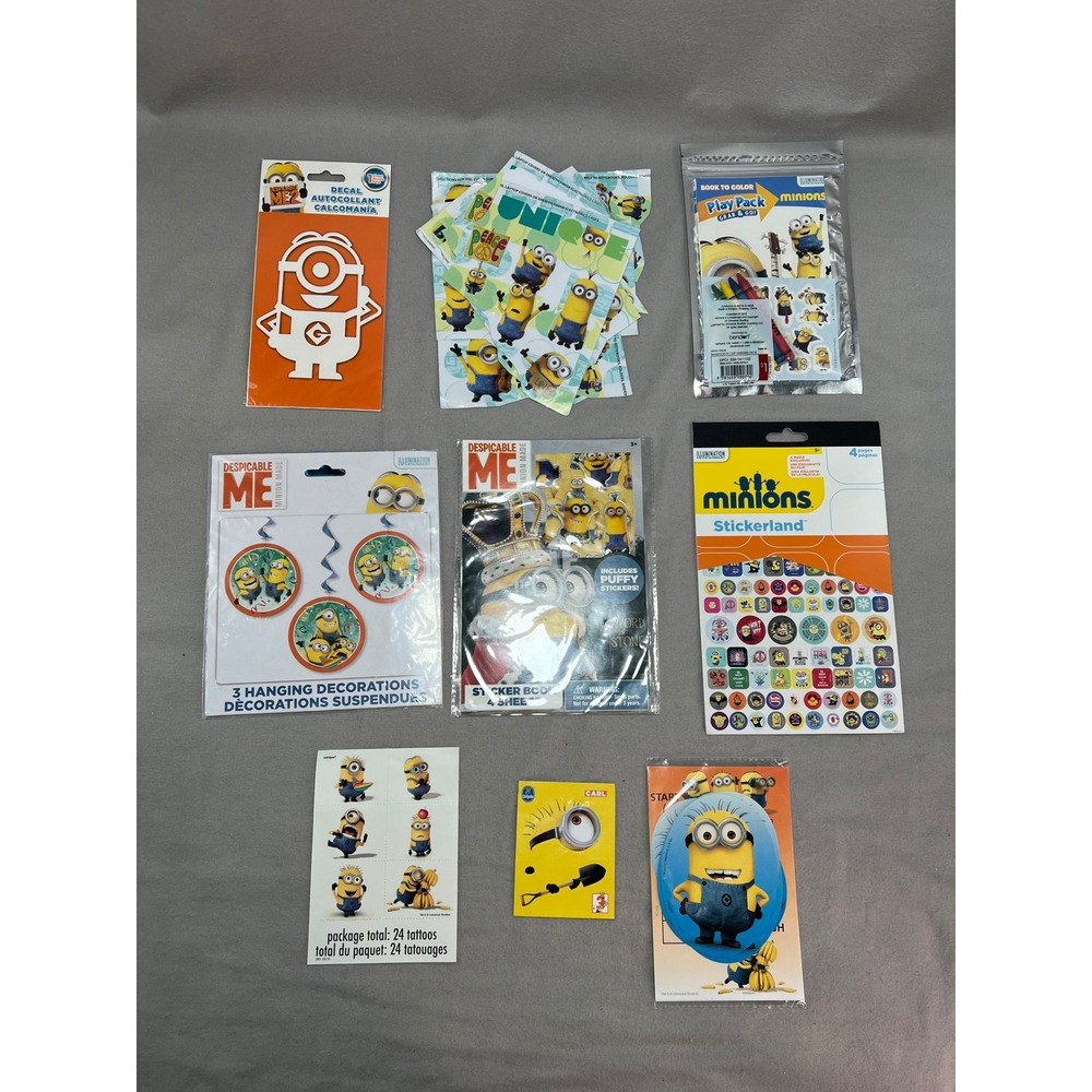 Despicable Me Minions Large Lot Sticker Activity Party Favor Mixed Movie Era NEW